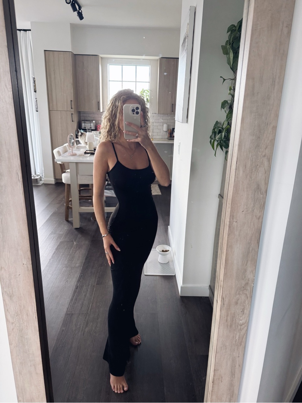 SHEIN Black Slim Spaghetti-Strap Maxi Dress (Size XS)